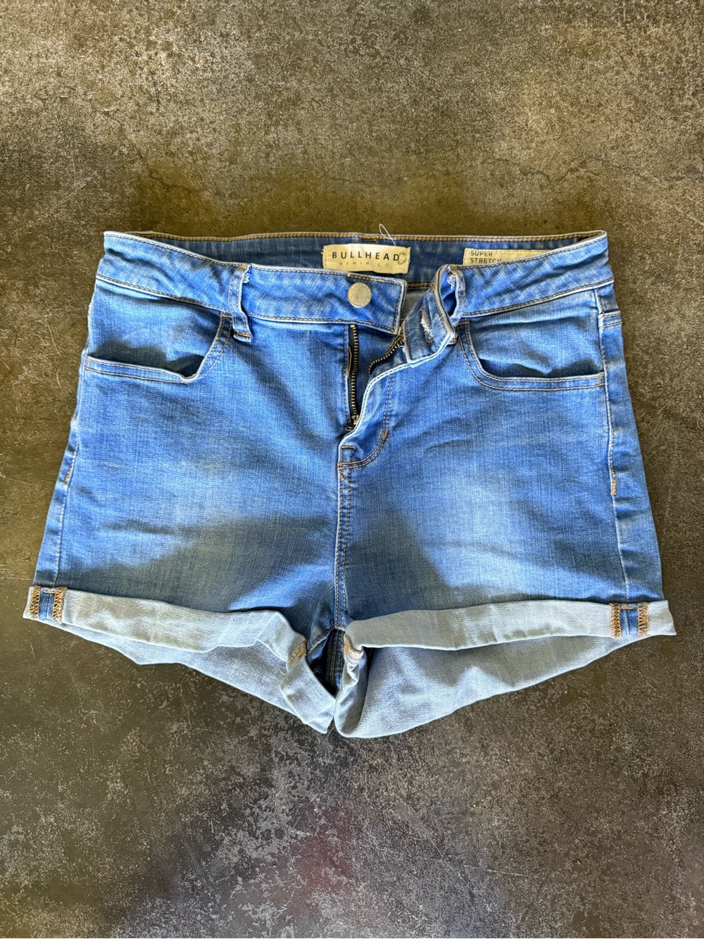 Bullhead Mid-Rise Light Blue Denim Roll Cuff Shorts